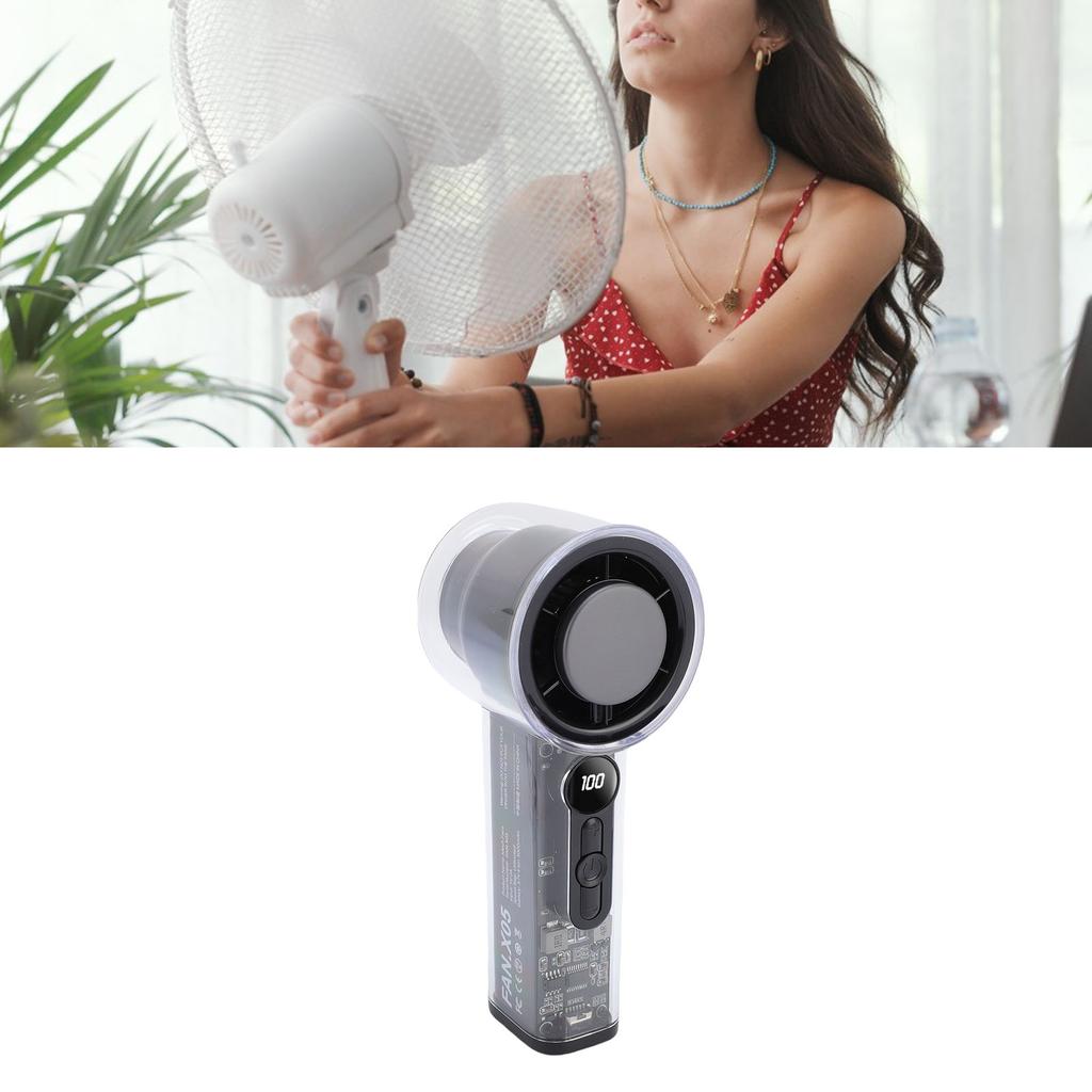 Portable Handheld   Fan Stepless Adjustment Digital Display Silent Small   Cooling Fan for Travel Beach Camping Home