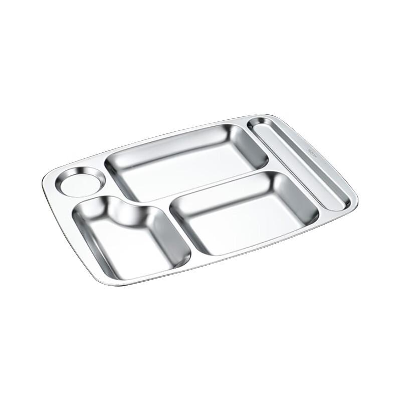 

201 Stainless Steel Rectangular 5-Compartment Lunch Tray
