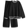 Casual Style Top Wide-leg Pants Women's Two-piece Set Autumn and Winter Large-size Knitted Sweater Women