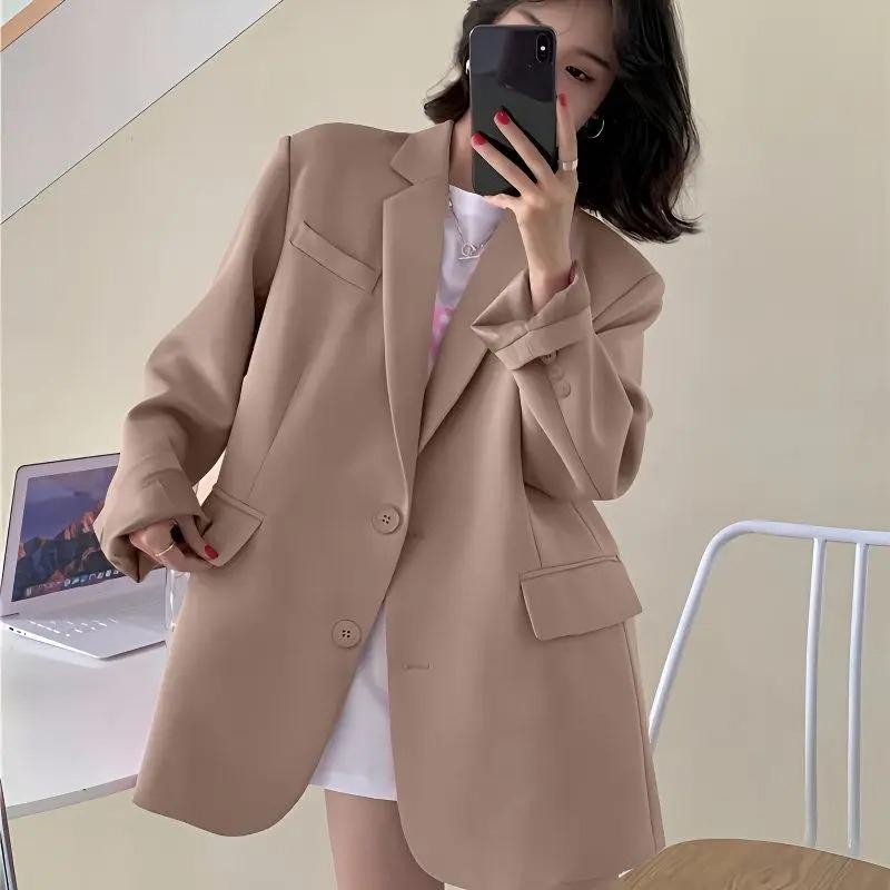 Spring Autumn Women Blazers Elegant Korean Casual Solid Suit Jacket Fashion Coats Office Lady Coat Outerwear