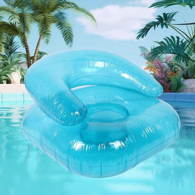 Inflatable Sofa PVC Transparent Ergonomic Blow Up Chair For Indoor Bedroom Balcony Outdoor Garden Pool Relaxation Blue