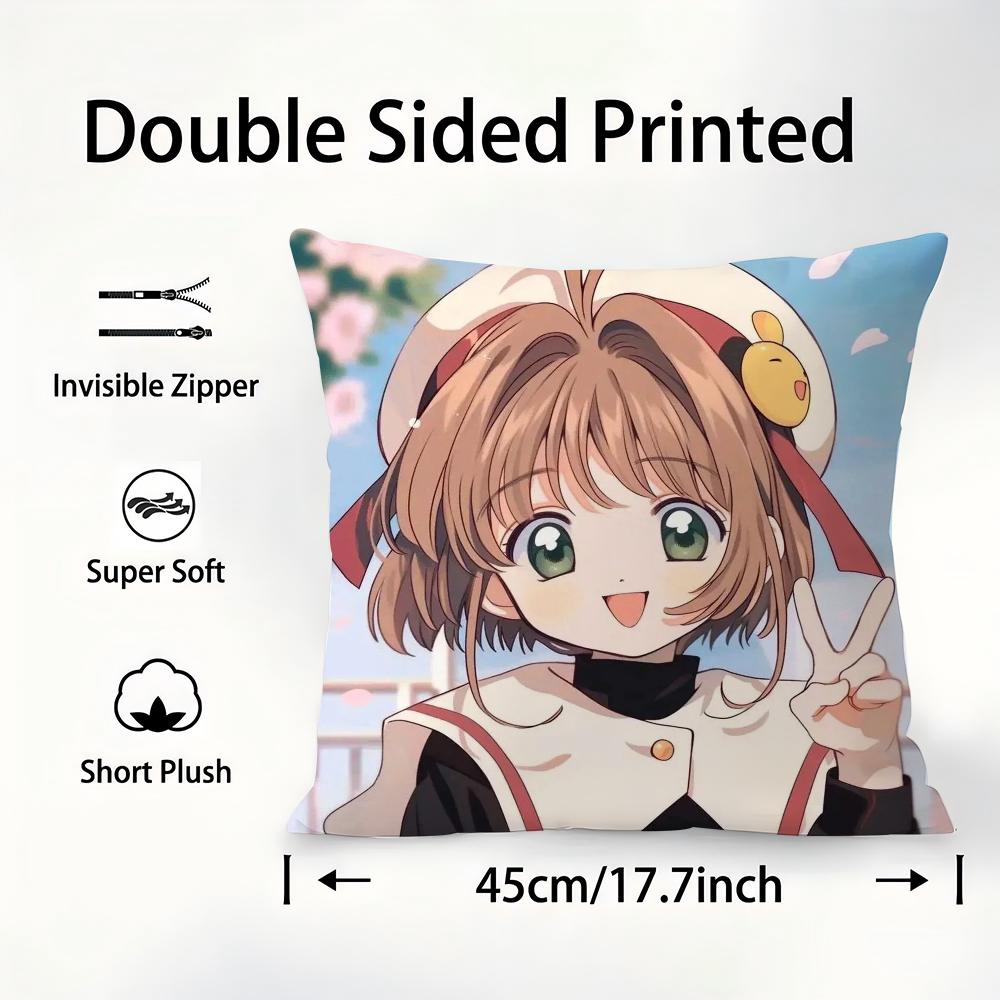 Anime C-Cardcaptor S-Sakura Pillow Case Sofa Decorative Home Double-sided Printing Short Plush Cushion Cover Throw Pillow Cover