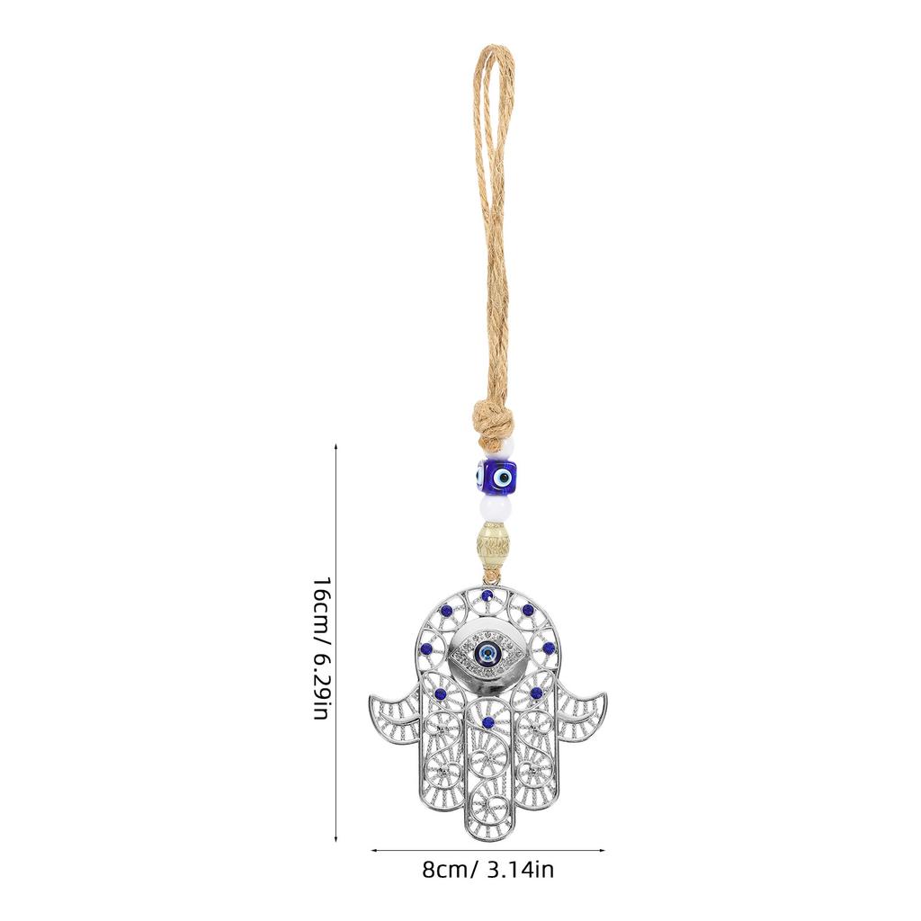 Blue Evil Eye Decor Blue Eye Hamsa Hand Pendant Decorative Wall Ornament Evil Eye Hand Decoration Zinc Alloy Hanging Ornaments