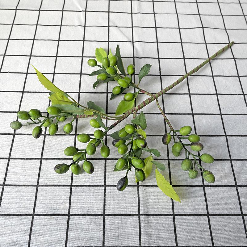 Simulated Olive Fruit Berry Bean Branch Christmas Wedding Home Lobby Decoration Living Room Vase Flower Table Top Arrangement