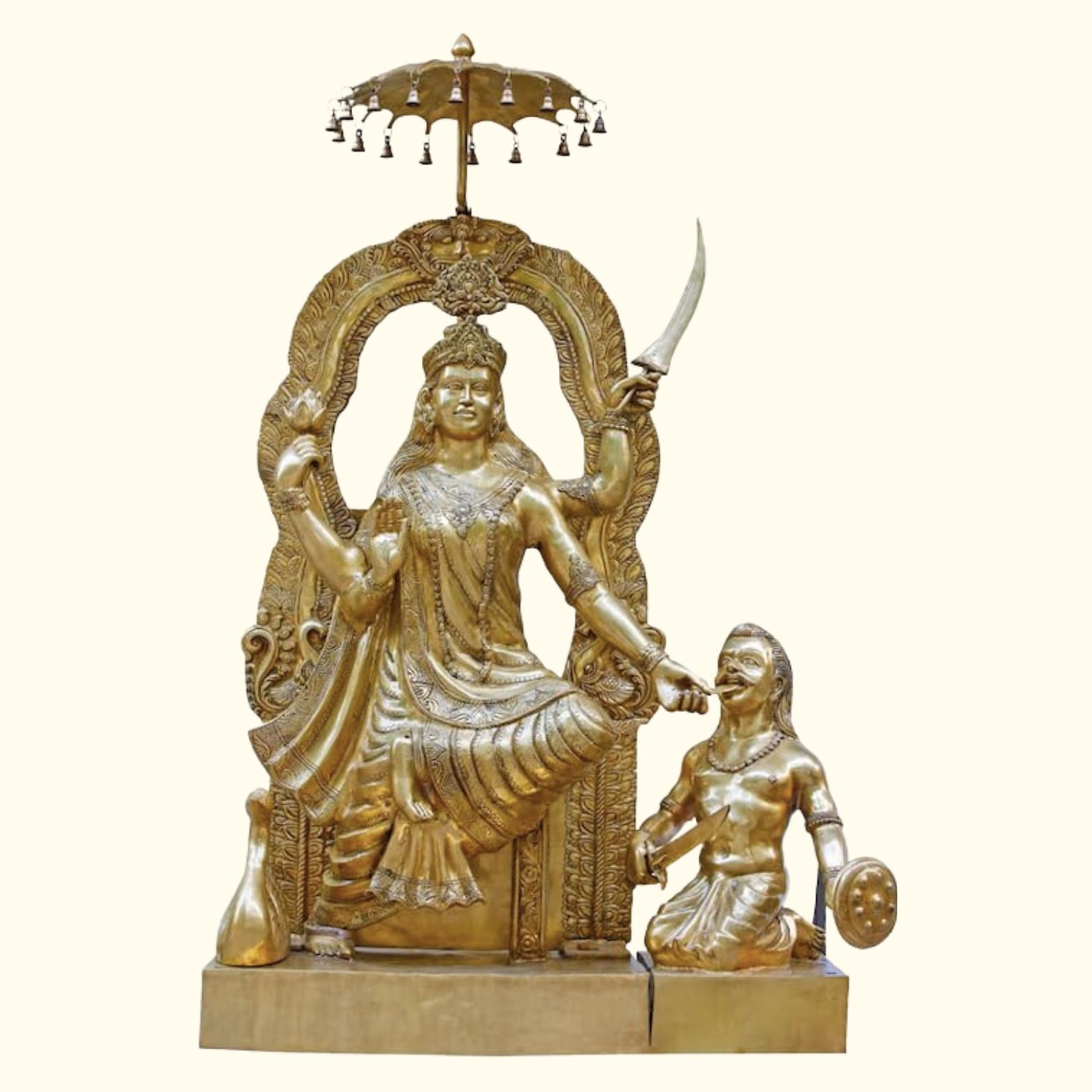 Pure Brass Made Mata Bagalamukhi Decorative Puja Idol For Home, Temple - 12 Cm
