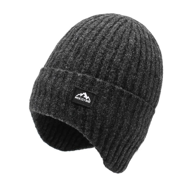 Men's Velvet Hat Warm Ear Protection Thick Wool Knitted Hat Outdoor Cold-Proof Pullover Hat