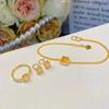 Vietnamese Gold-Plated Square Pendant and Ring Earrings Set for Women