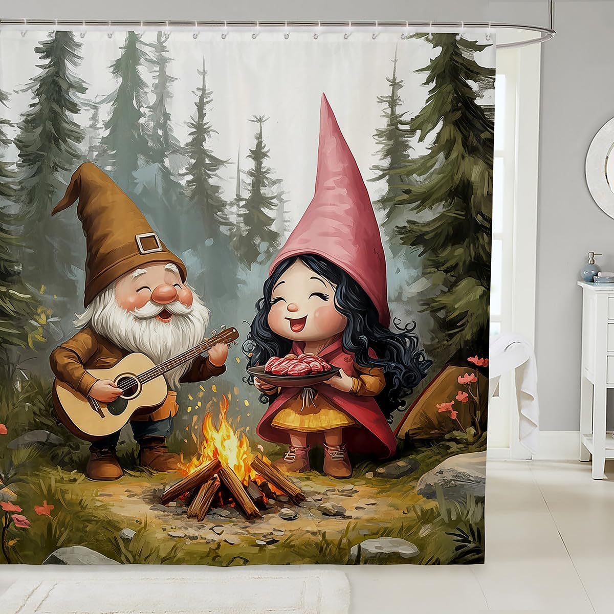 

Japanese Style Shower Curtain,Pink Cherry Blossom Bathroom Curtain Kids Girls Women Bathroom Decor,Snow Mountain Waterfall Bath W60H190(CM)-1 Pcs