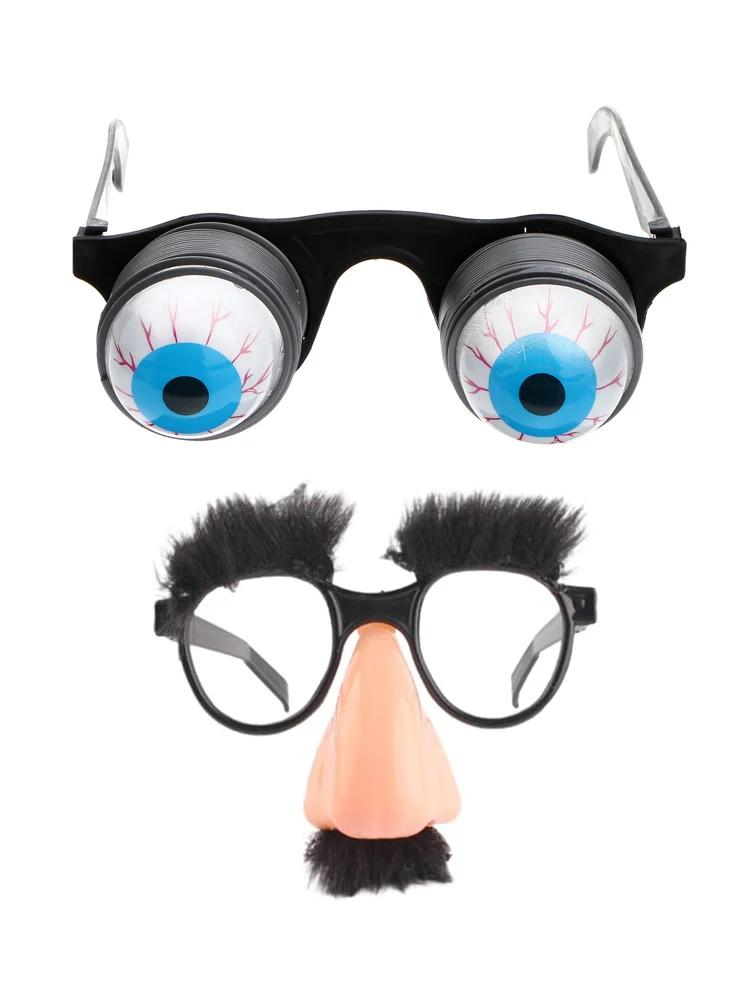 Gruselige Verkleidungs-Augapfelbrille Goo Goo Augenbrille Verkleidungsbrille mit lustiger Nase Augenbrauen und Schnurrbart für Halloween-Party