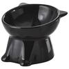 Elevated Non-Tip Cat Bowl with Slanted Opening for Neck Protection and Black Chin Prevention