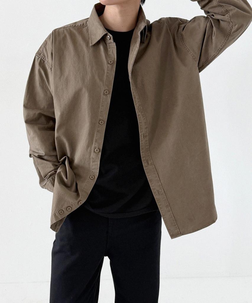 ORIGINALDAY Vintage Oversized Pigment Washed Shirt Brown