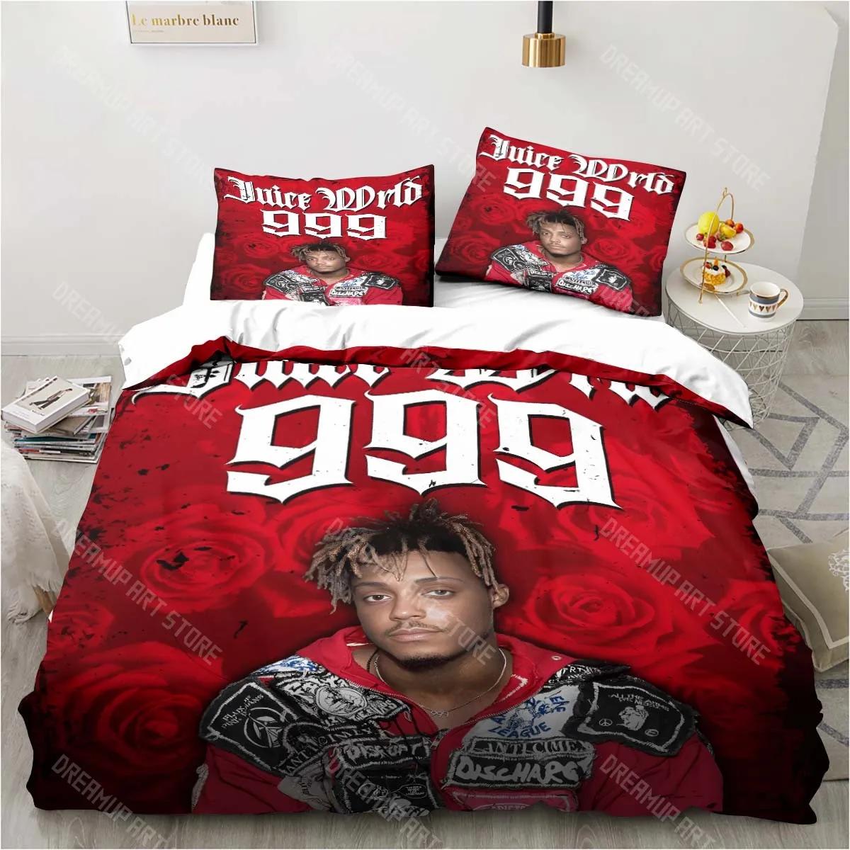Grosstor Unisex 3D Rapper Juice Wrld 999 Bedding Set Comforter Bedding Sets Pillowcase Quilt Cover Children's Room Bedding Set Luxury Birthday