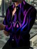 Men's Shirt Fashion Vintage Street Texture Print Shirt Men's Long Sleeve Lapel Shirt