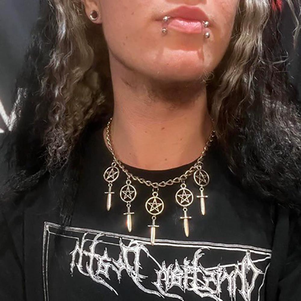 Retro Punk Stainless Steel White Skull Cross Y2k Gothic Double-Layer Necklace Fashionable And Trendy Jewelry For Unisex Necks