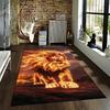 Fiery Lion Print Carpet with Bold Design in Warm Tones Suitable for use as an anti-slip for living room bedroom sofas