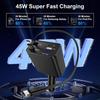 4 Port Car Charger with Super Fast Charging 45W Vehicle Socket Adapter and Voltage Display for Smartphones Tablets