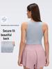 Women's Sleeveless Sports Crop Top with Chest Pads - Hollow Round Neck, Ideal for Yoga & Fitness