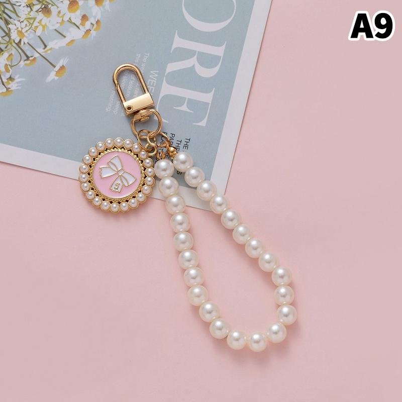 Simulation Pearl Keychains Love Flower Pendant For Bag Car Doll Pendant Beaded Key Charm Decoration For Women Mobile Phone DIY
