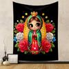 Cute Virgin Mary with Roses Artwork Patterned Tapestry Decorative Wall Hanging, Home Bedroom Living Room Decor