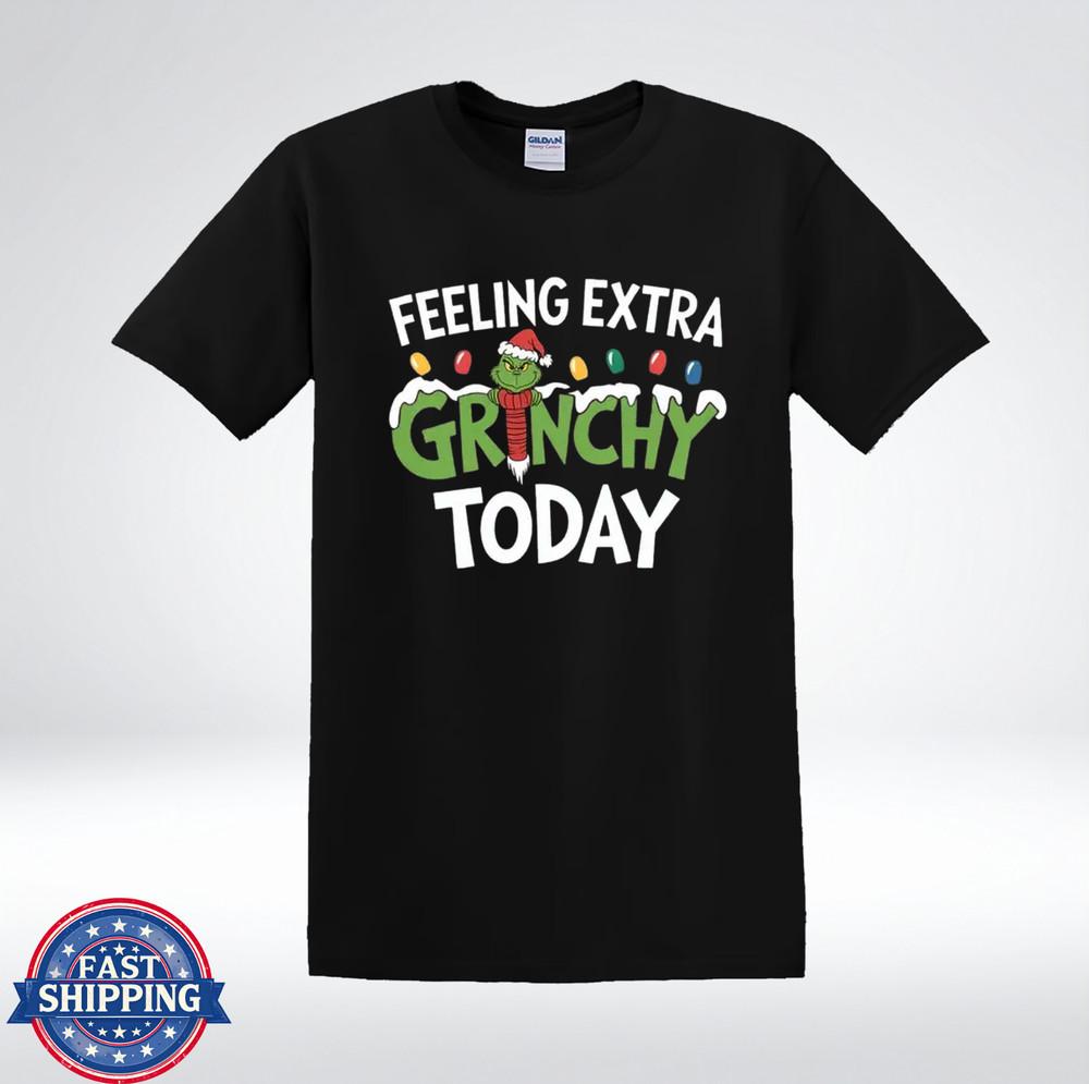 Feeling Extra Grumpy Green Christmas Character Funny T-Shirt 4XL