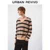 UR Men's 2025 Winter Color-Block Stripe V-Neck Knit Sweater