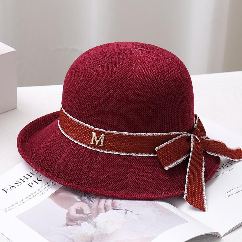 Women'S Flip Brim Bucket Hat Bow Ribbon Sun Hat Soft Breathable Korean Style Spring Summer Outdoor Travel Casual Sun Protection