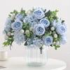 Yousheng Fake Roses Artificial Flower Bouquet Realistic Mixed Roses Peonies Dahlias with Stem for DIY Wedding Bridal Bouquet Baby Shower Home Table