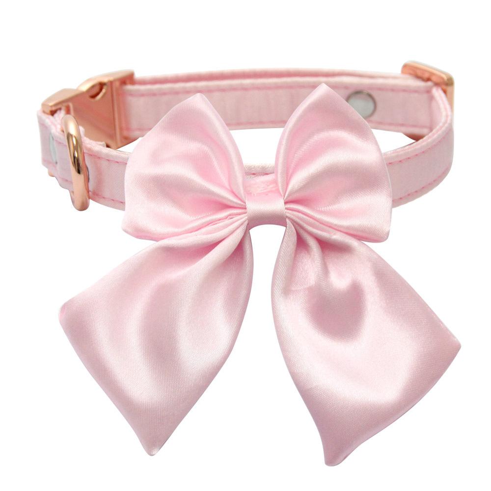 

Strictly selected cat neck cover solid color large bow teddy dog collar medium and small dog leash neck ring pet necklace XS