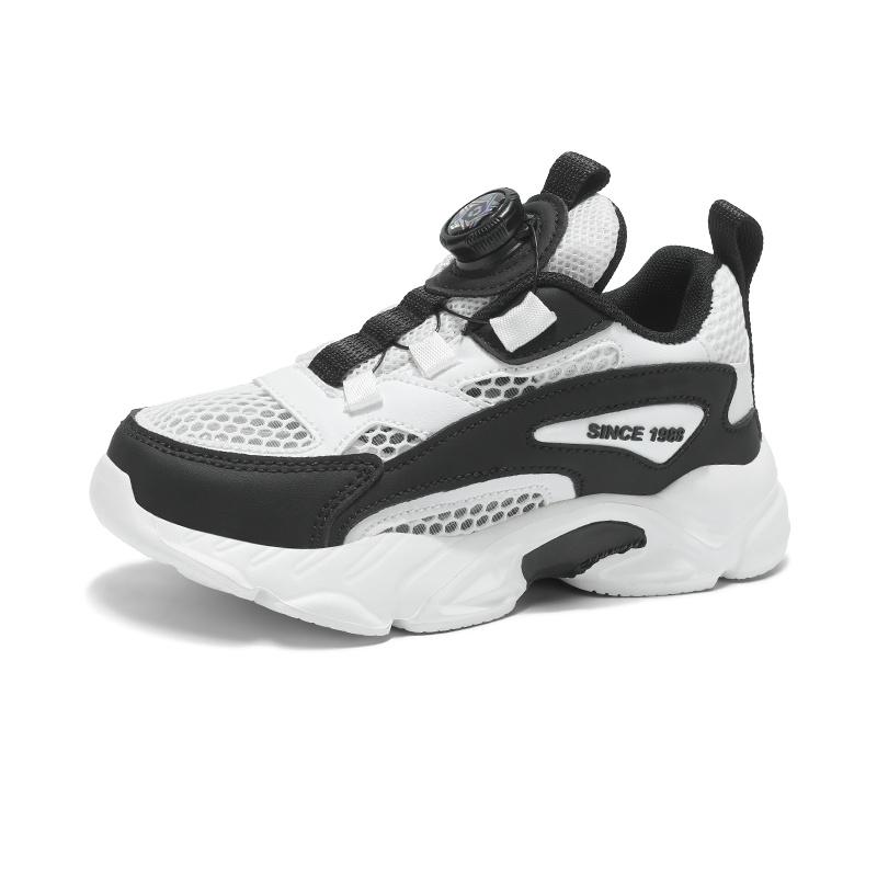 

Children s Fashion Quick Lacing ports Shoes Boys Running Shoes Black White School Tennis SneakersLightweight Mesh Outdoor Shoes 28