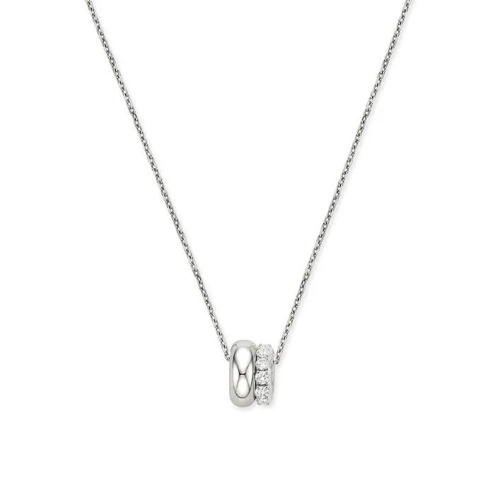 [925 Silver] Duo Pave Link Necklace (White) BH7N5A792W9450