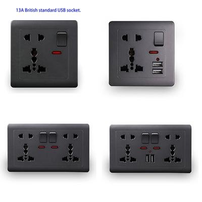 Avrupa Standardı USB Soket Gri Gömülü Panel Duvar Güç Soketi