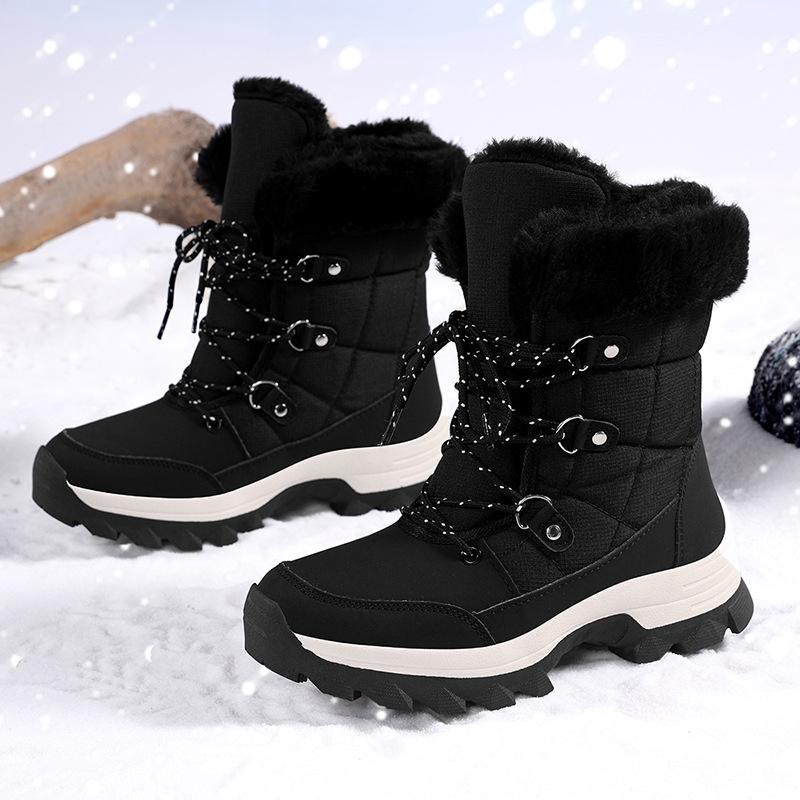 Cotton shoes winter outdoor velvet thickened wear-resistant non-slip thick-soled medium tube warm snow boots warm