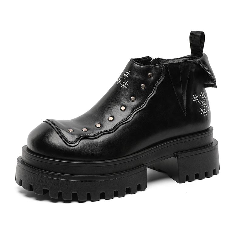 

Модные мужские кожаные кеды на толстой подошве с высоким верхом Новый дизайнерский стиль Уличная мода Молодежные трендовые 38-46 качество Ботинки Большой размер 46 чёрный