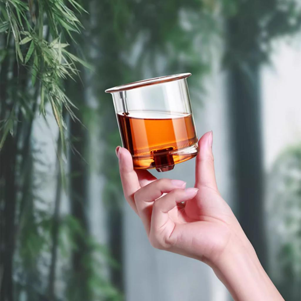 Bonston teiera con separatore a bolle isolante elegante, teiera in vetro resistente al calore, tazza da tè con filtro semplice