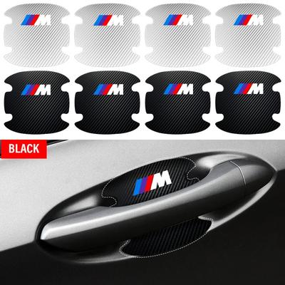 4PCS Car Door Handle Protection Sticker Emblem Car Decoration for E46 E39 E90 E60 E36 F30 F10 E34 E30 F20 E92 M3 M4 M5 X5 X6