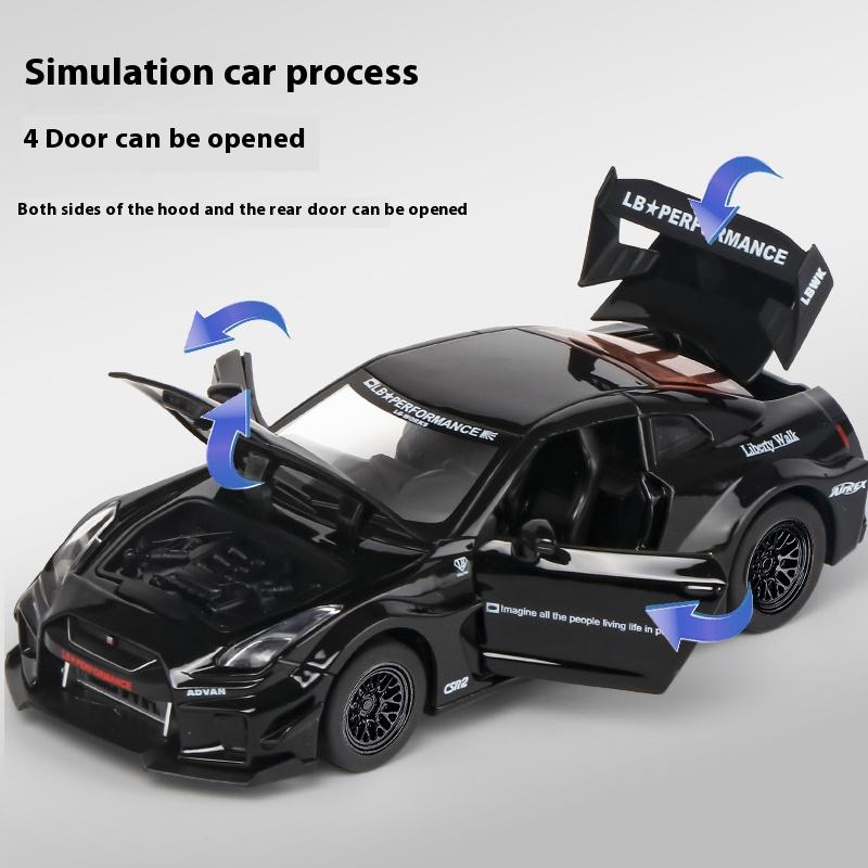 1/32 Scale Skyline Nissan GTR CSR2 Alloy Sports Car Model Die-cast Metal Toy Racing Model Simulation Sound and Light Children's Gift