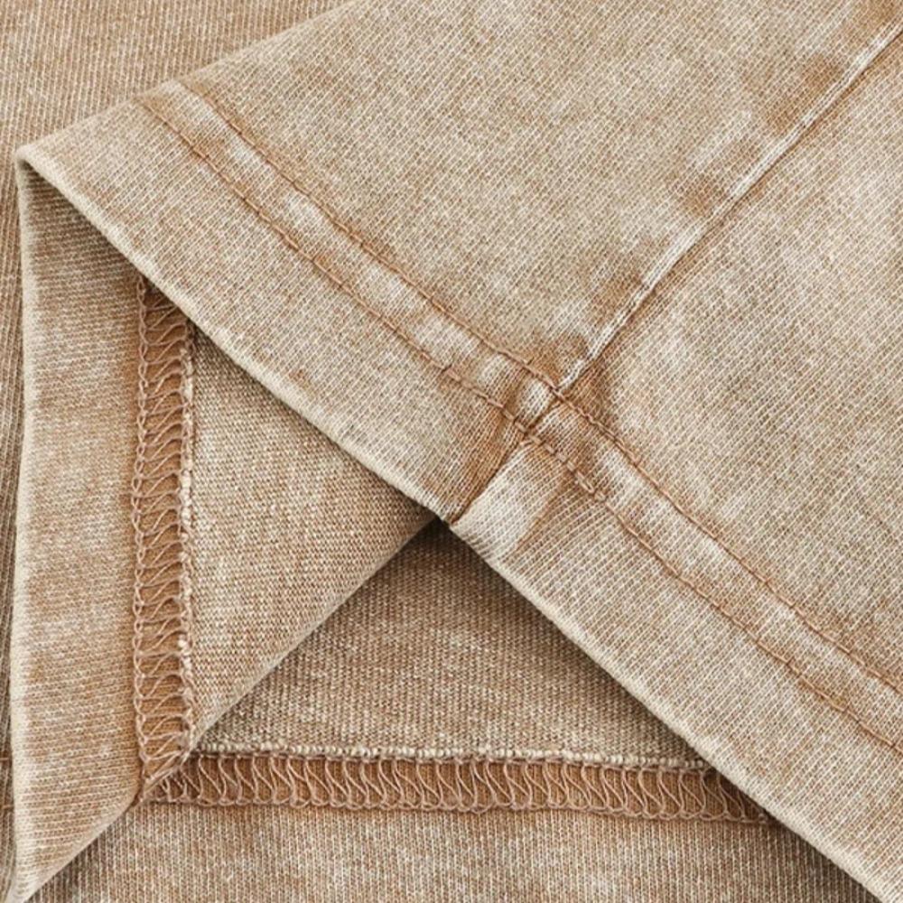 100% Baumwolle Retro T-Shirt Damen Vintage Kurzarm Wachsdruck T-Shirts Herren Einfarbig Hip Hop Lockeres T-Shirt