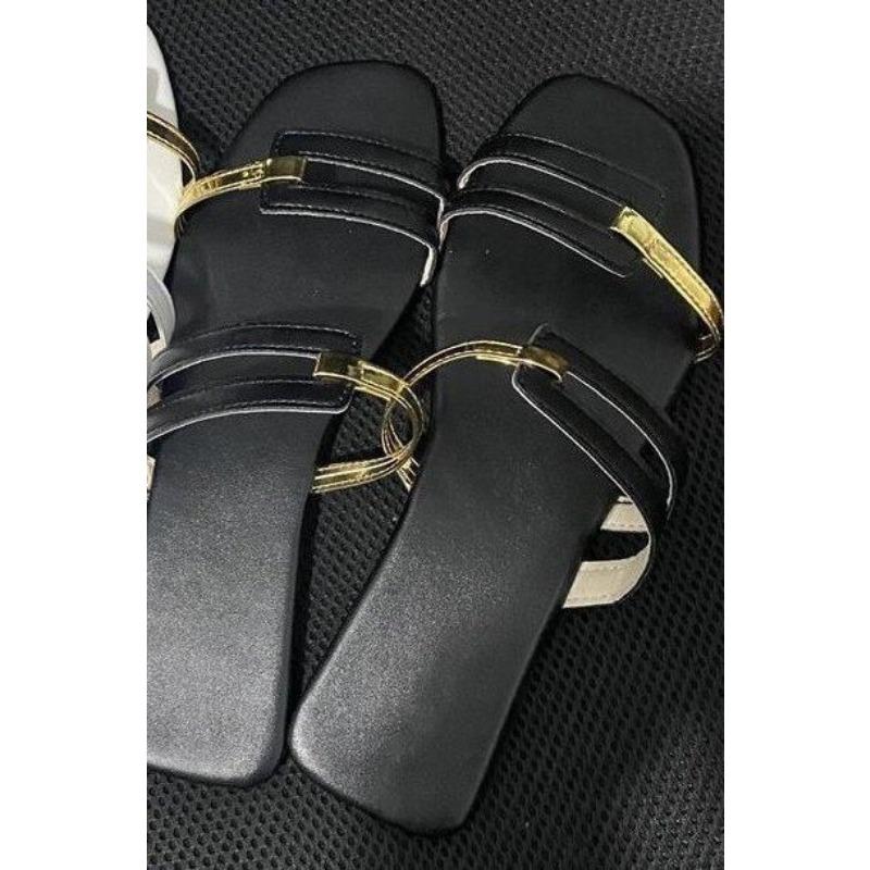 New Large-sized Fashionable One-line Flat Slippers and Square-toed Casual Shoes