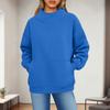 Women's Fashionable Casual Solid Color Round Neck Long Sleeved Pocket Sports Casual Pullover Sweatshirt Top