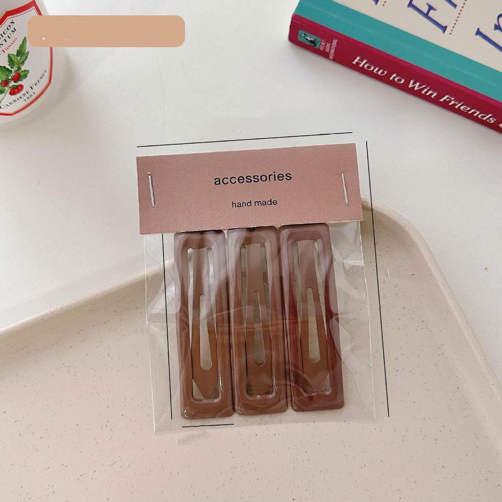 Épingles à cheveux simples givrées pour filles, 3 pièces, pinces à cheveux carrées, ovales, Triangle, pour enfants, épingles à cheveux, cliquez sur clac