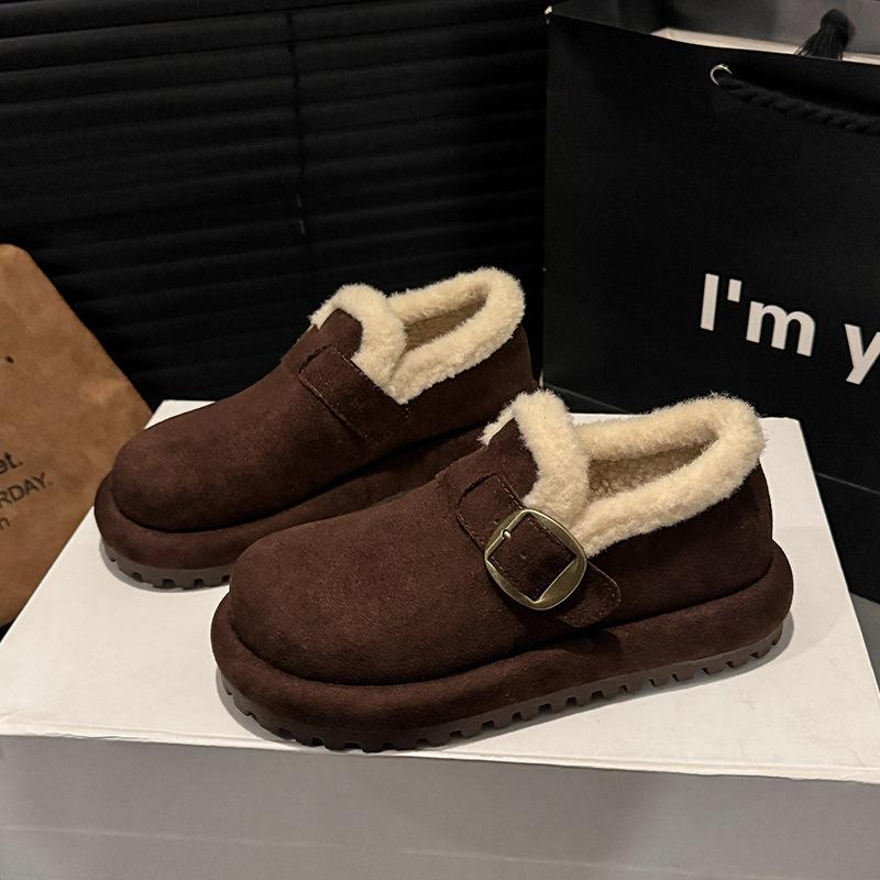 Women's fur one thick bottom heightening winter lightweight padded warm snow boots non-slip wear casual sneakers a stirrup cotton boots