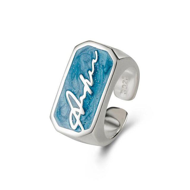 English Letter Ring Silver Color Metal Adjustable Opening Rings for Women Poker Alphabet Creative Finger Ring Men Trendy Jewelry