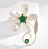 Designer High-End Emerald Imitation Agate Fritillary Flower Brooch Luxury Exquisite Temperament Pin Jewelry