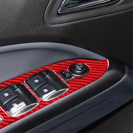 Red Carbon Fiber Interior Window Control Cover Trim For Colorado Canyon 2015-22
