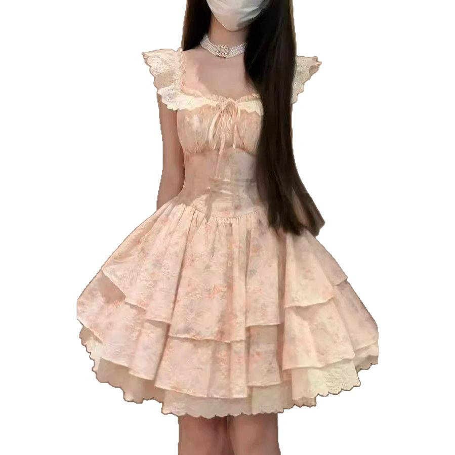 Sakura Floral Print Flutter Sleeve Summer Dress for Women