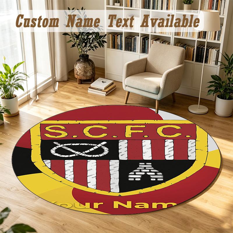 Round Rug Custom NameStoke City FC Pattern Non Slip Carpet Home Floor Decor