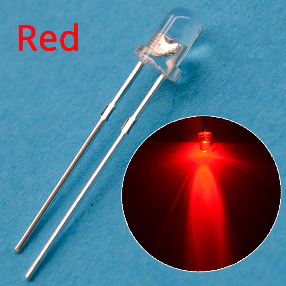 100Pcs White Blue Red Yellow Green 5mm 3mm Round LED Assortment Kit Ultra Super Bright Light Emitting 6000-6500k Diode Bulb Lamp
