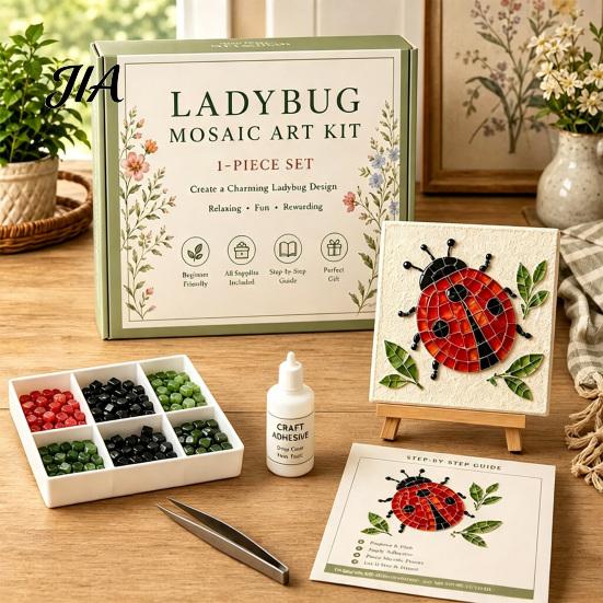 DIY Craft Projects for Adults Sea Glass Mosaic Art Kit, Flower Insect Nature Inspired Sets Kit with Colorful Pieces Beginners, Handmade Wall