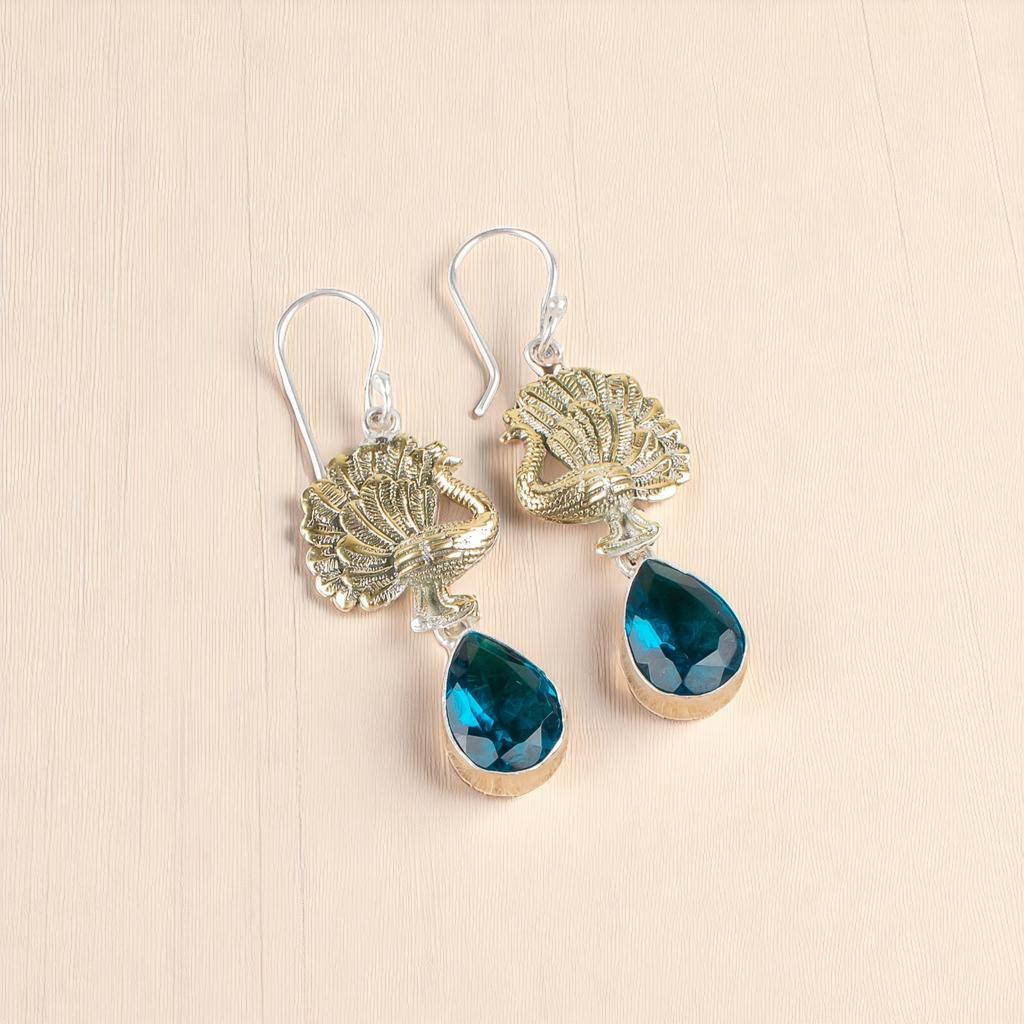 Gift For Her Apatite Gemstone 925 Sterling Silver Jewelry Handmade Earrings2.20" EE-44-12