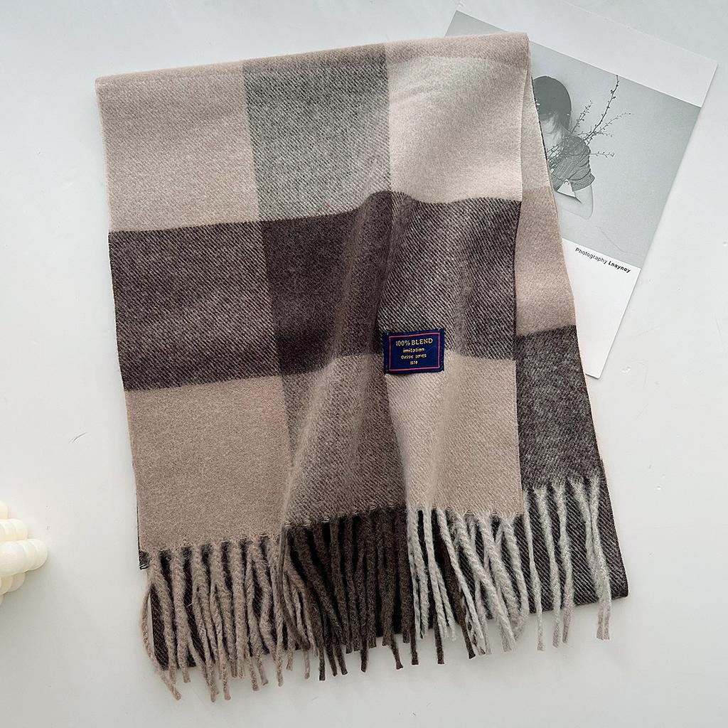 Stylish Design Classic British Imitation Cashmere Scarf Women Men Autumn Winter Plaid Warm Fringed Mufller Female Couple Scarf